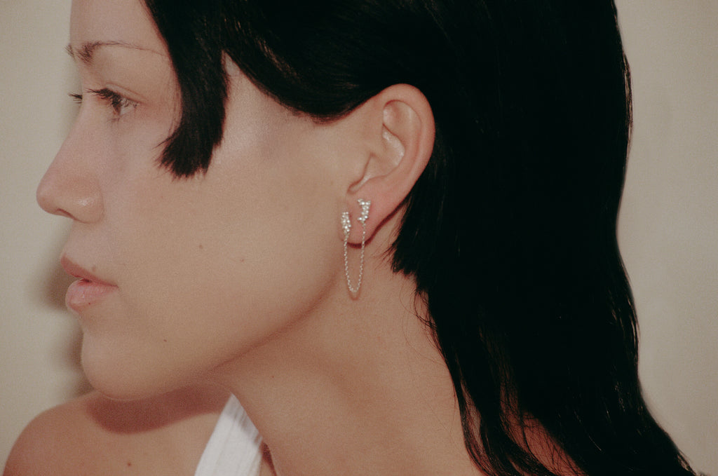 Double Pierced Bubbles + Chain Stud