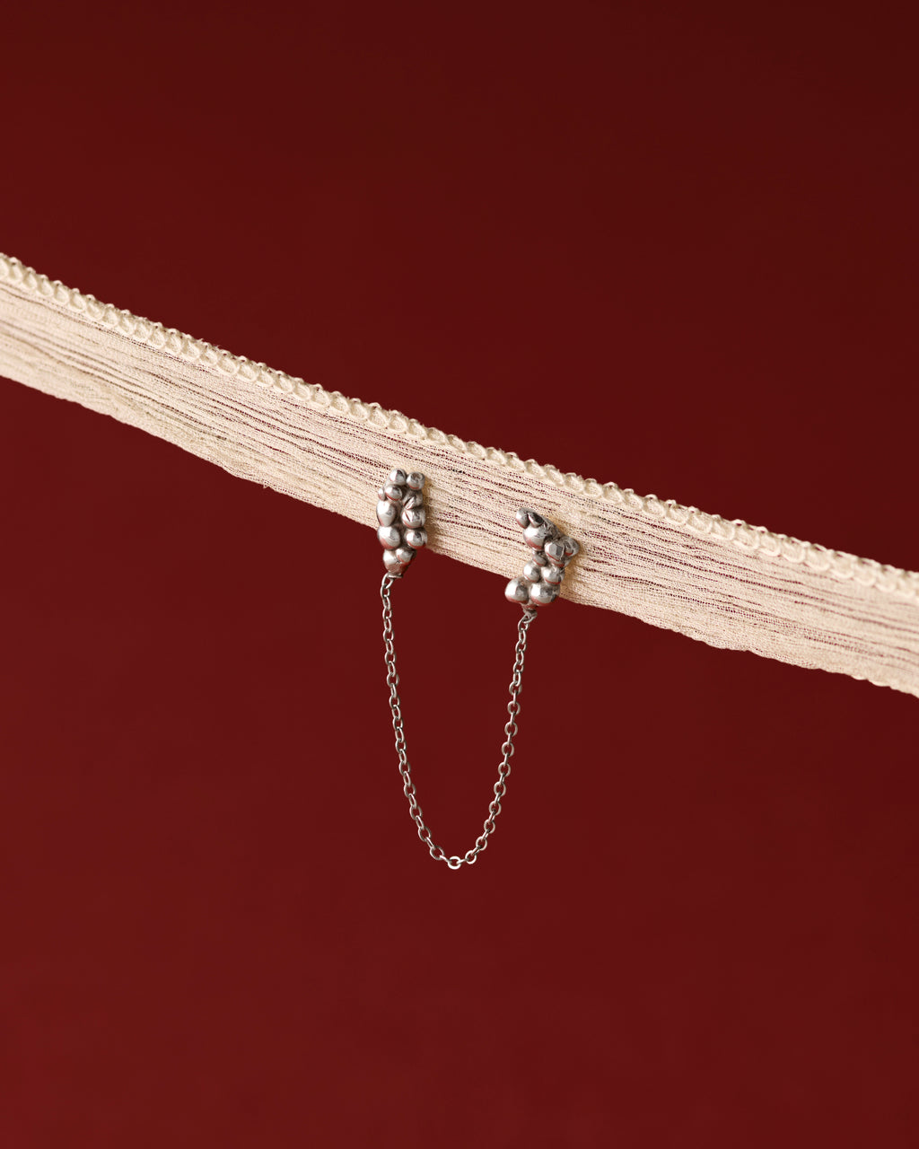 Double Pierced Bubbles + Chain Stud