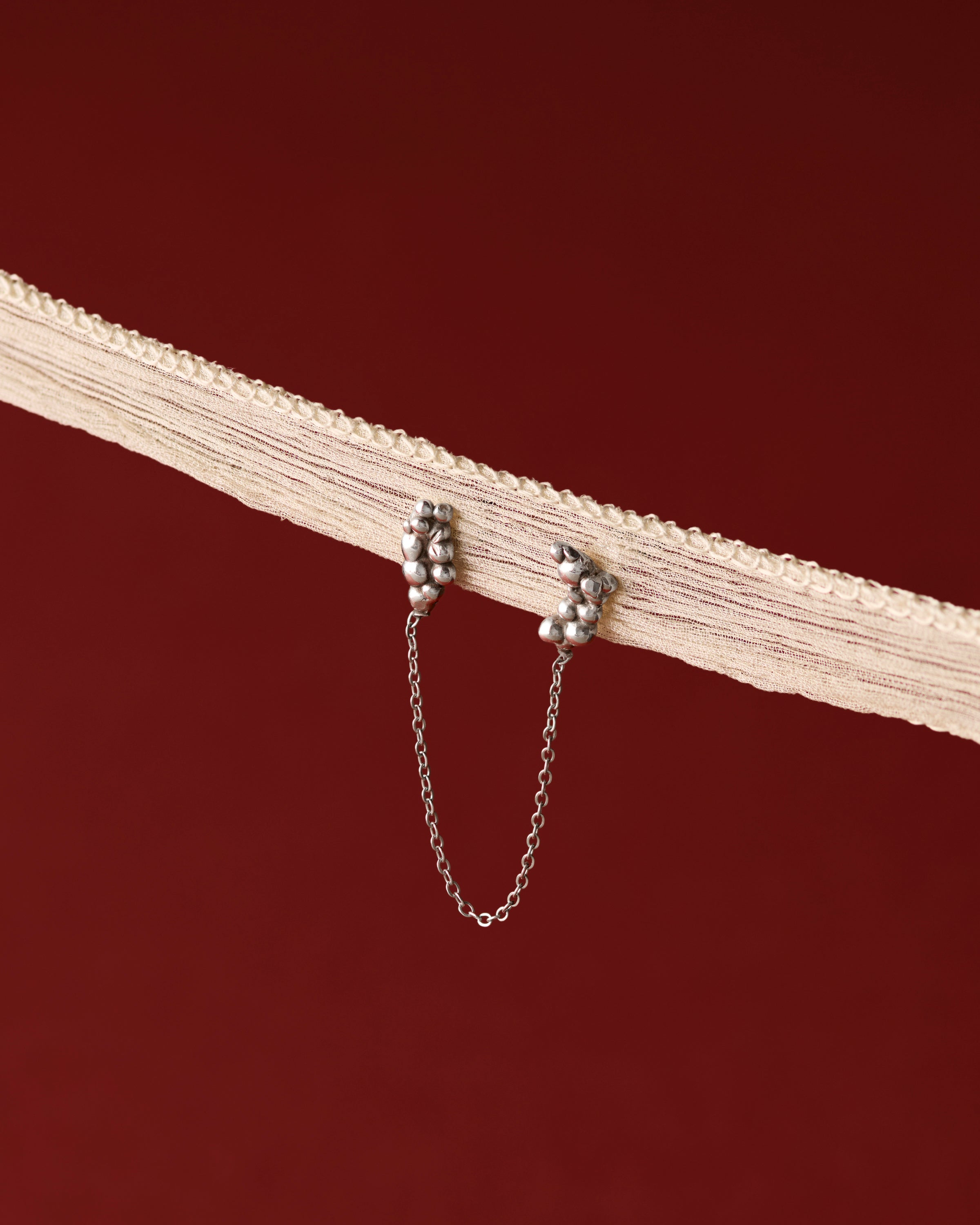 Double Pierced Bubbles + Chain Stud